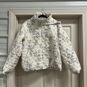 Floral Quilted Jacket in Cream and Purple